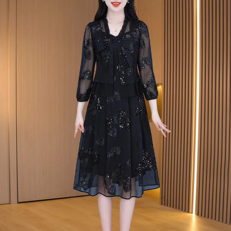 【外套+裙子】 24726优雅新款气质时尚大气减龄收腰显瘦套裙M-4XL