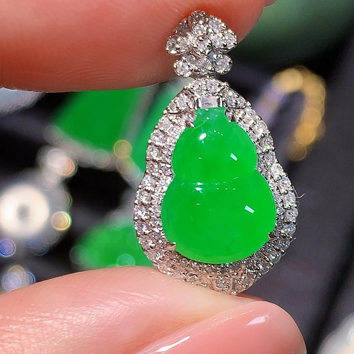 翡翠18K金镶嵌吊坠(不含链)