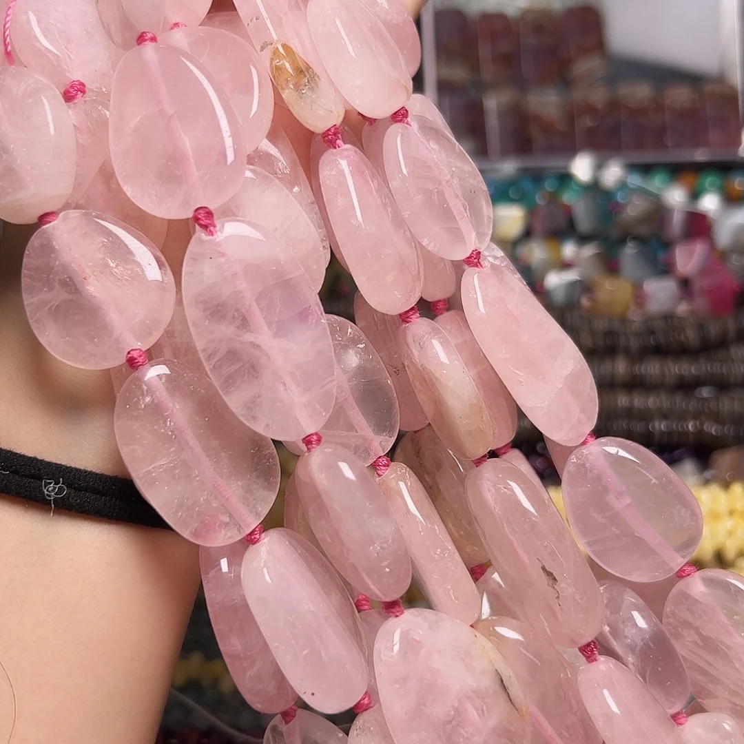 玛瑙/玉髓足银镶嵌珠宝半成品Z220粉水晶水滴23*7.4mm