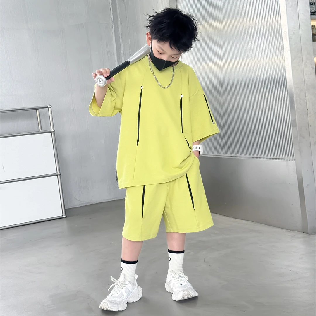 男童夏季短袖套装2025新款中大儿童夏装帅气男孩夏款潮酷炸街童装