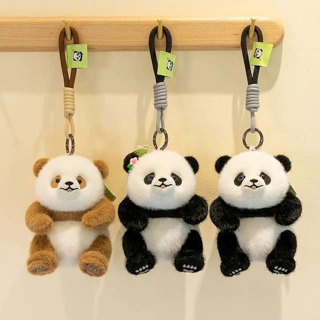 仿真熊猫挂件公仔成都纪念品憨憨花花七仔毛绒玩具包包钥匙扣挂饰