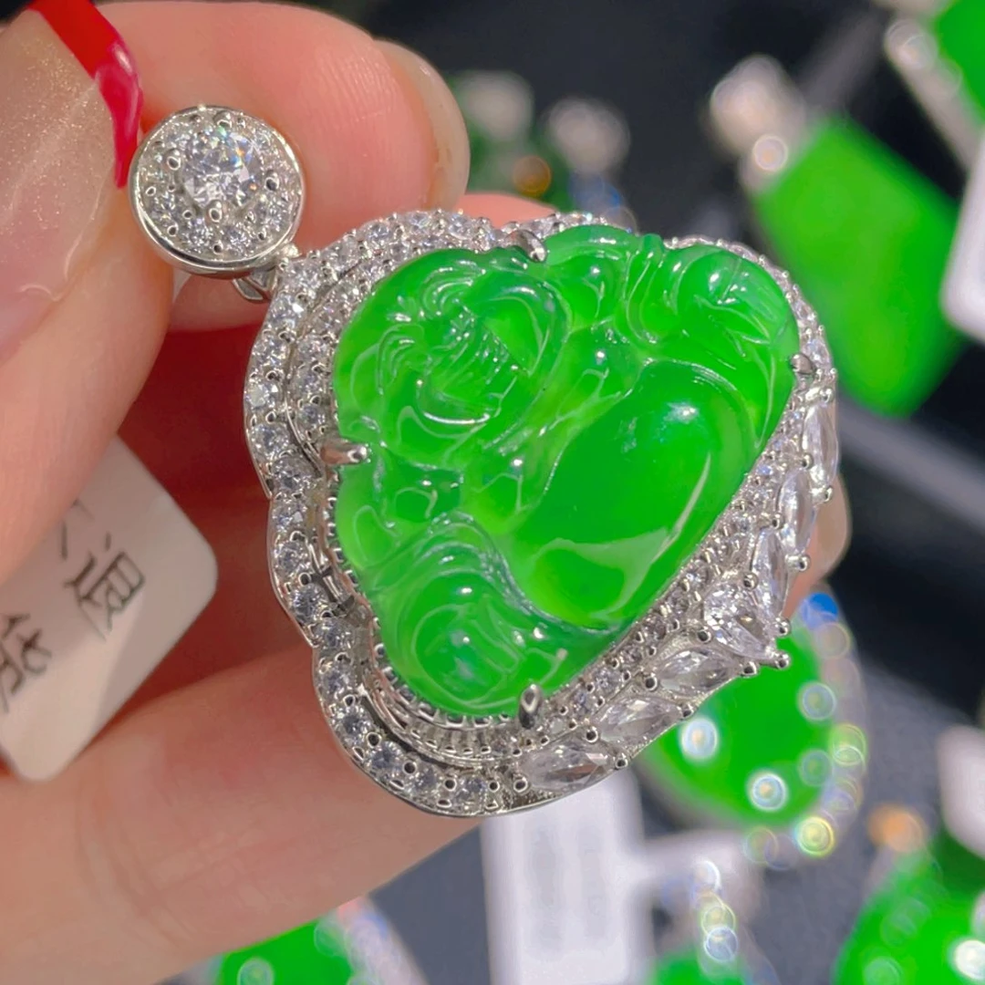 翡翠吊坠(不含链)银S925镶嵌