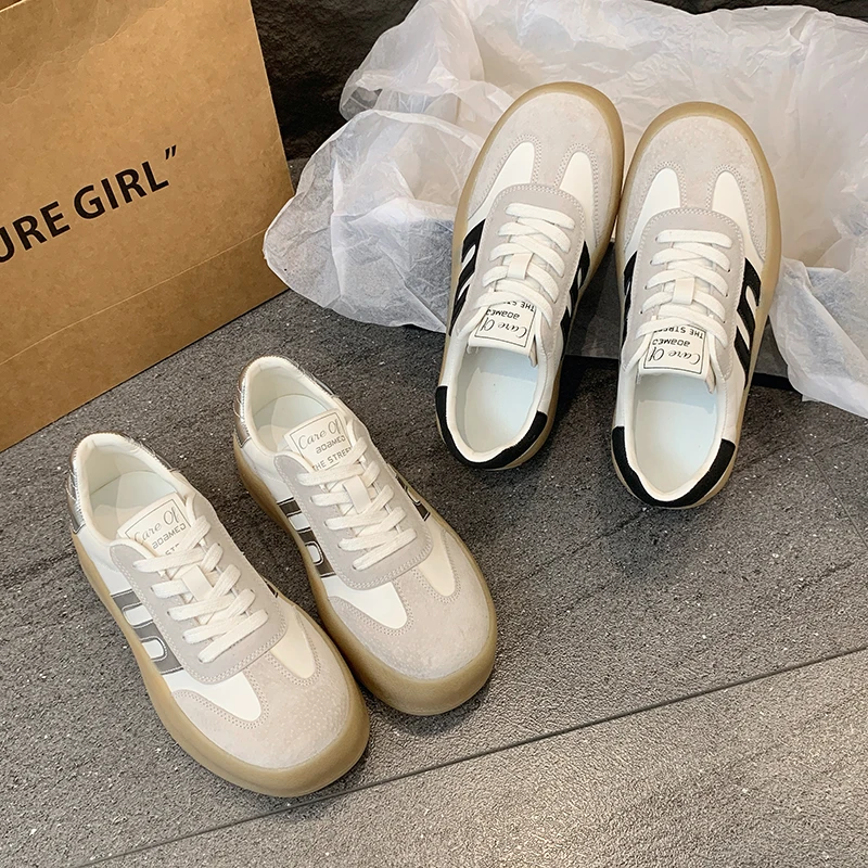 [酷酷工厂]真皮德训鞋女款2025新款爆款鞋子女鞋女百搭运动休闲鞋