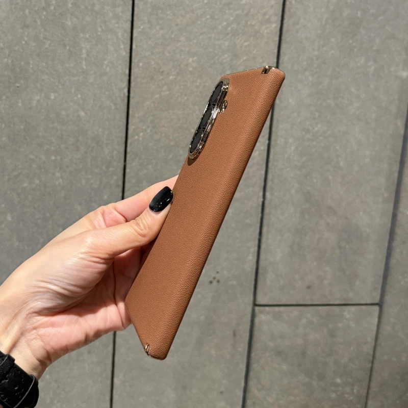 适用三星W25手机壳ZFold7双中轴磁吸保护套简约高档商务素皮后壳