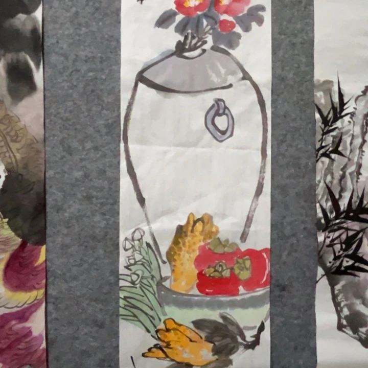 竖款大鱼书画艺术作品