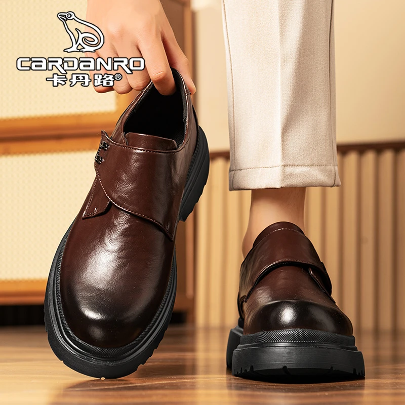 意大利卡丹路皮鞋男冬季英伦风商务正装休闲男鞋厚底增高马丁潮鞋