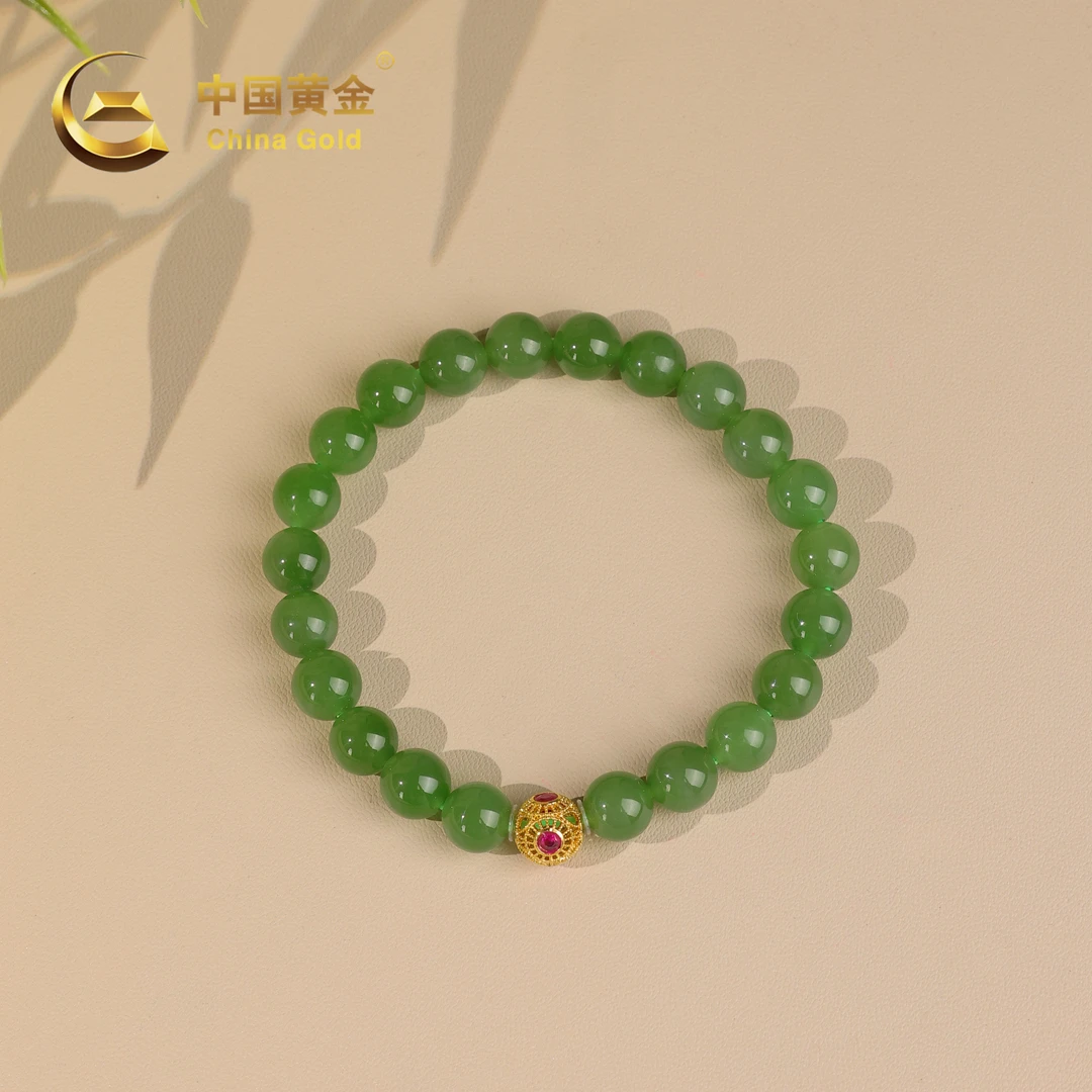 【中国黄金】蘅芷 | 和田玉*手串*18K金镶嵌-S4009-Y