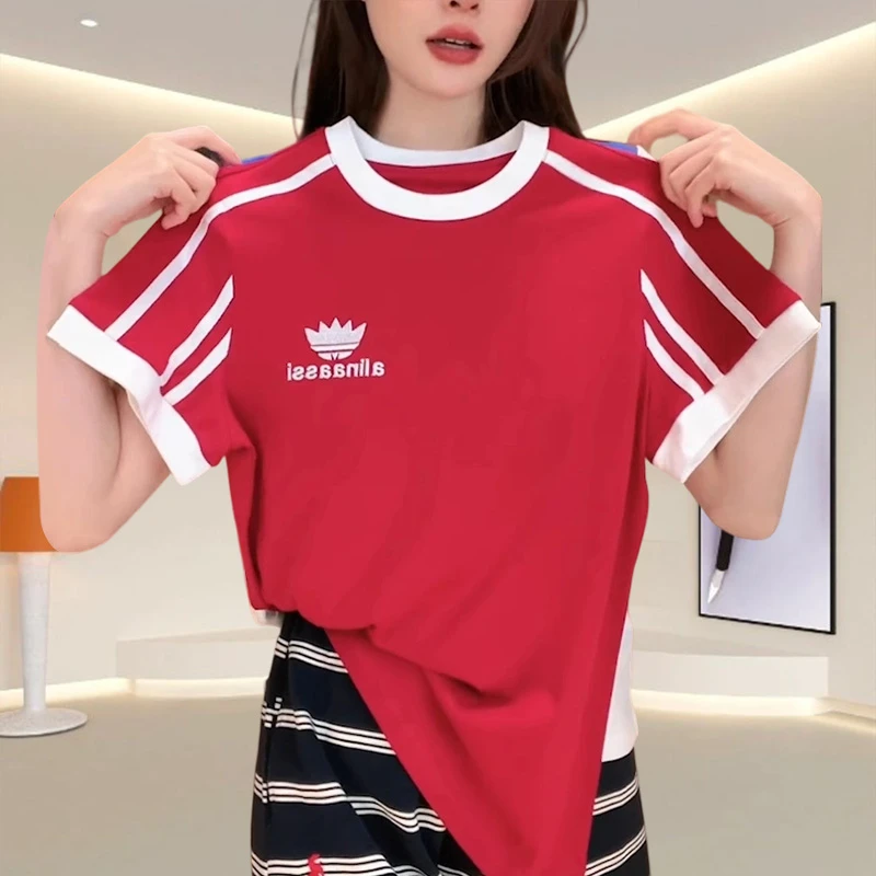 ins韩式大码圆领t恤女款短袖夏季新款设计感宽松显瘦优质纯棉上衣