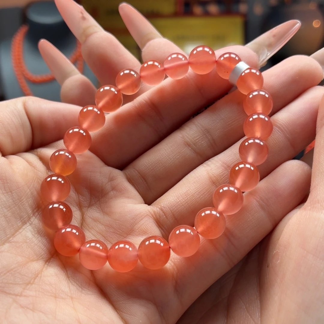 南红玛瑙未镶嵌手串原矿保山南红杨柳冰粉手串卡8+