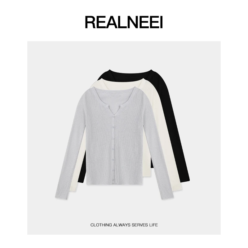 REALNEEI【偏爱开衫】绵眻毛早春针织衫短款宽松长袖上衣01082