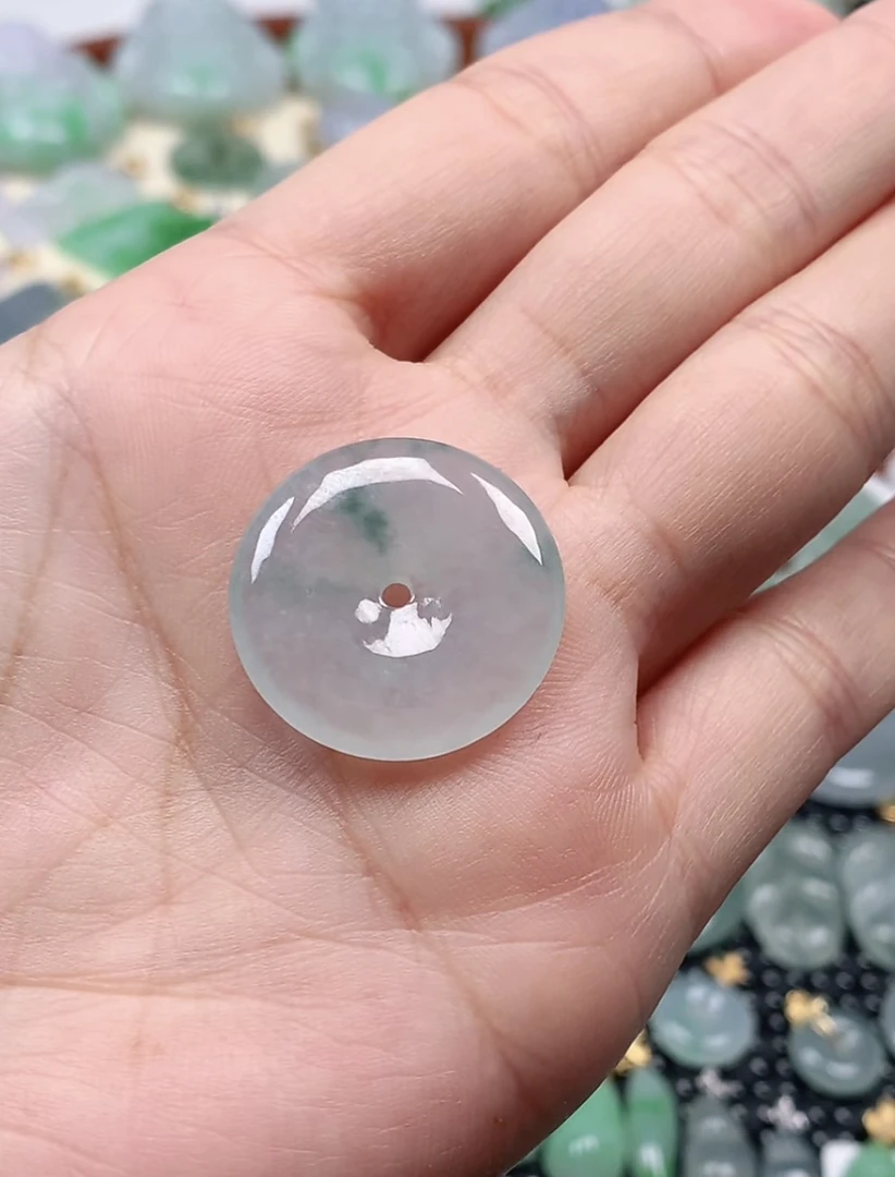 缅甸天然A货翡翠平安扣吊坠，121