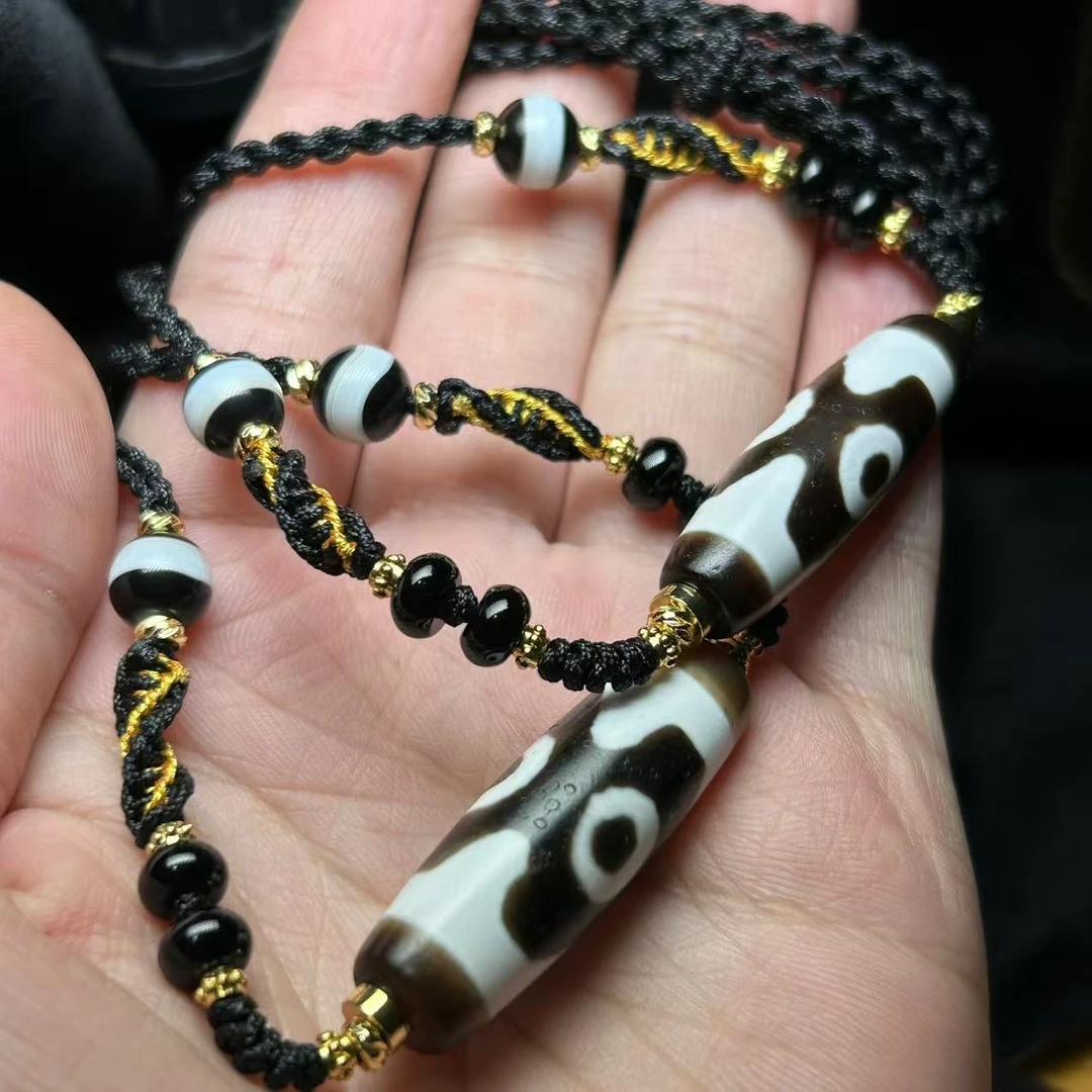 【阿钰推荐】LY68300-玛瑙DIY脖挂（三眼）多样性发其一-38*12mm