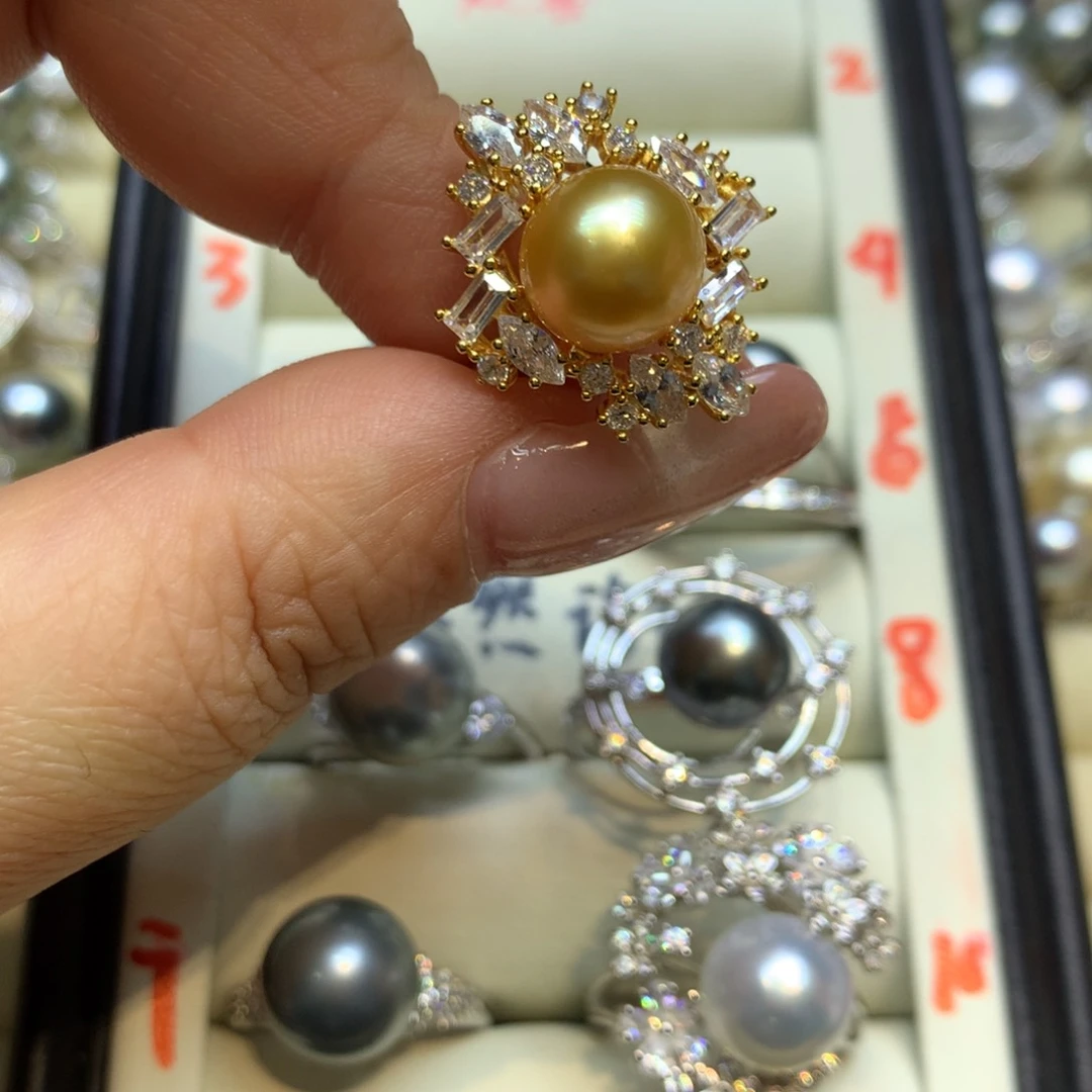 银S925镶嵌戒指海水珍珠