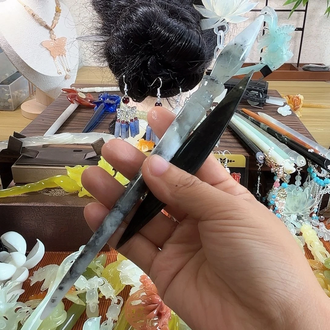 蛇纹石玉合金发饰