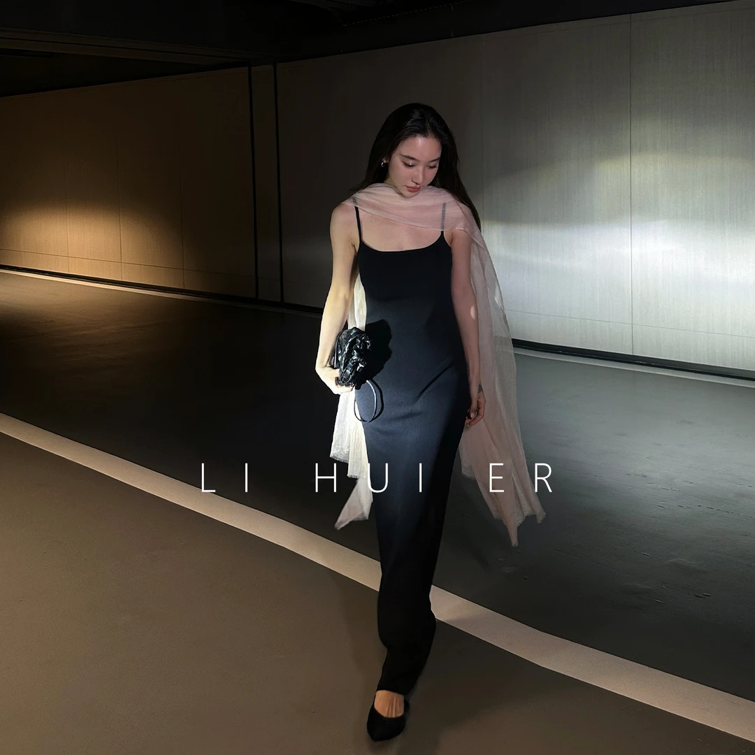 LiHuiEr李慧儿【黑砂昆卡】2025夏季显瘦气质无袖连衣裙LL025104