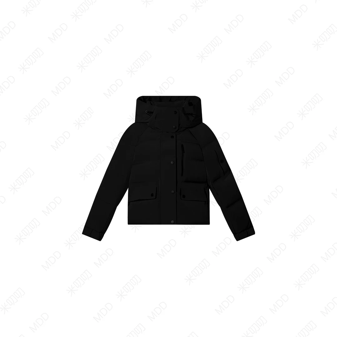 【黑色】新款女短款连帽时尚气质保暖羽绒服066