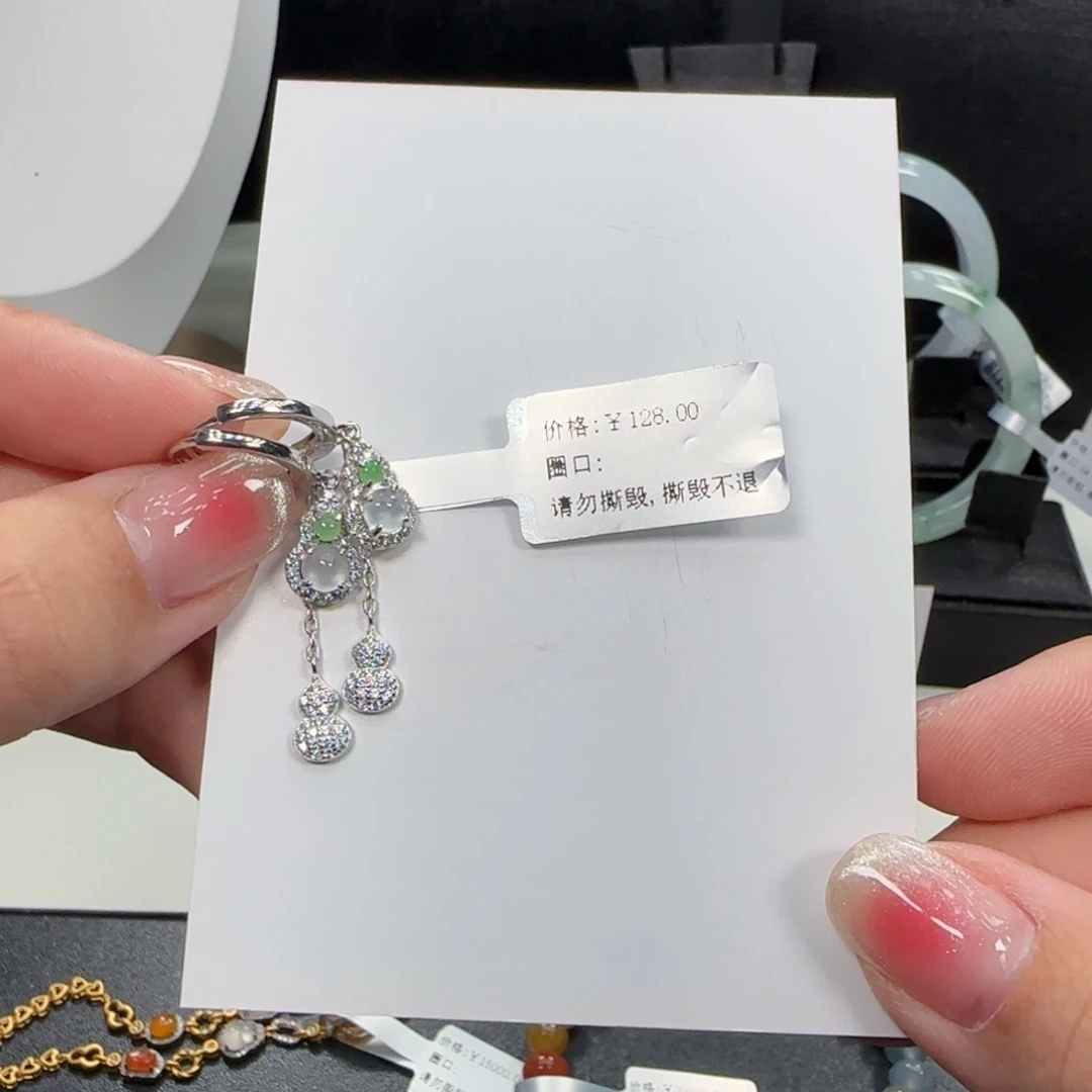 银S925镶嵌翡翠耳饰翡翠耳饰