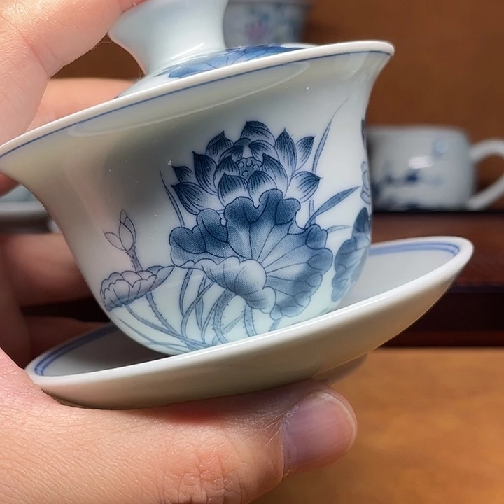 120毫升复古荷花盖碗