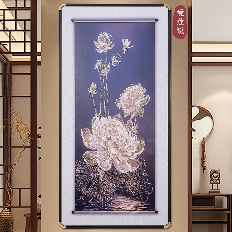 鎏金工艺画家居装饰客厅办公室会议室玄关茶室山水画竖版（定制款）