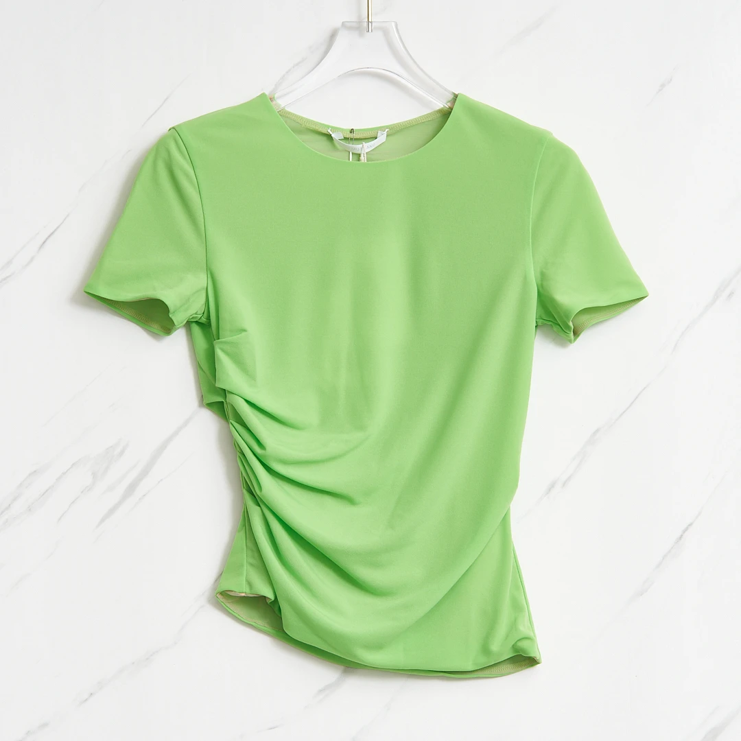 全新未使用/Helmut Lang女士纯色褶皱T恤HTGU00036