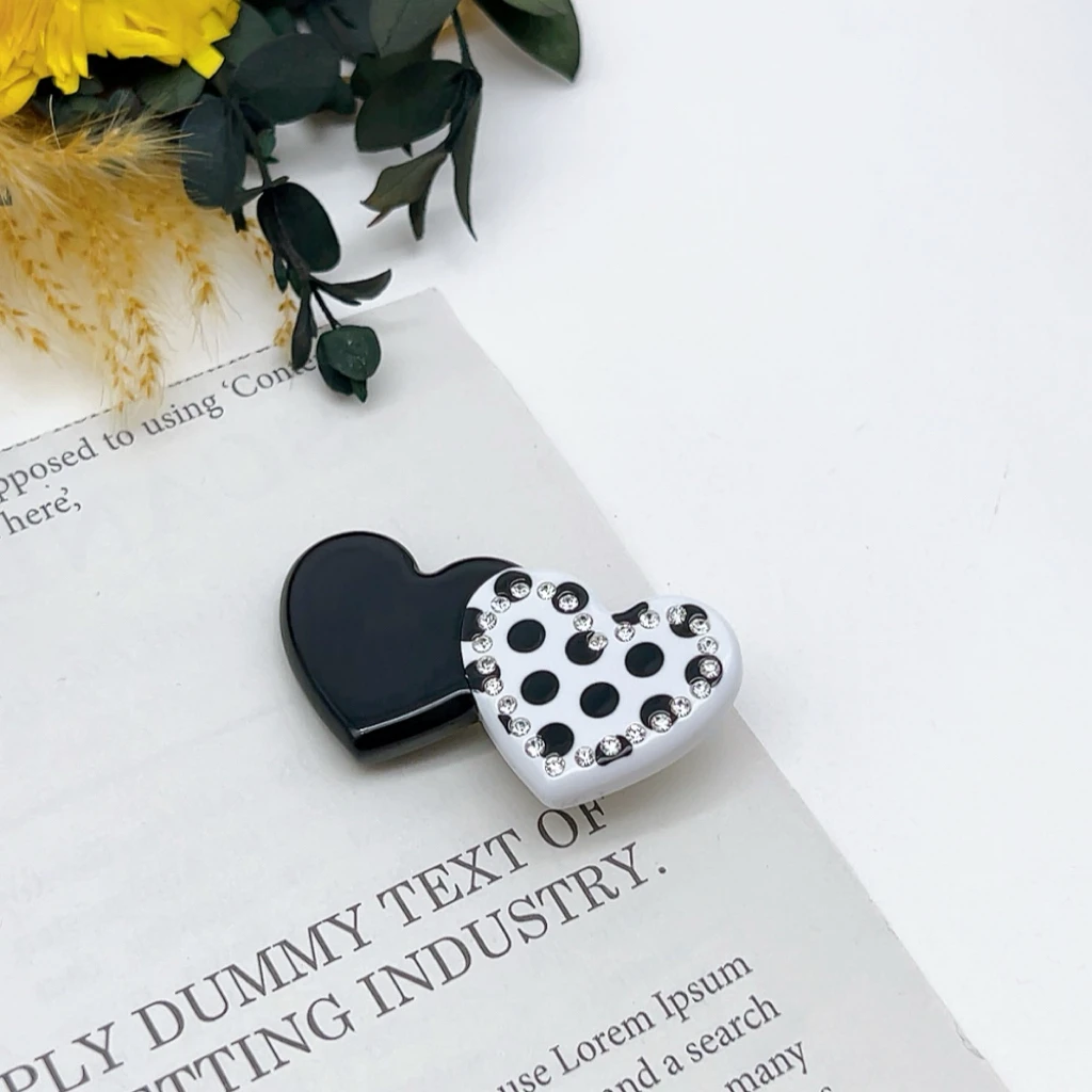 02928 好啊商店 爱心边夹-黑白 长度5cm左右