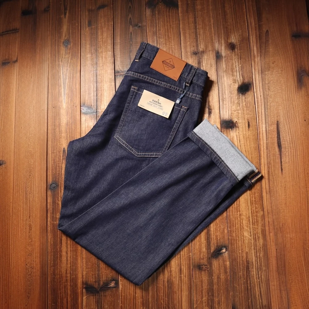 范希巴迪男士夏季薄款高端防褪色原色牛仔裤时尚合体直筒男裤