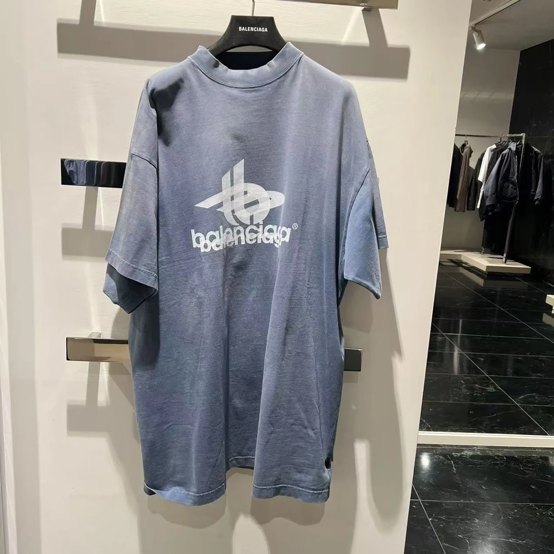 全新未使用 Balenciaga/巴黎世家 /七七/牛仔蓝幻影T恤