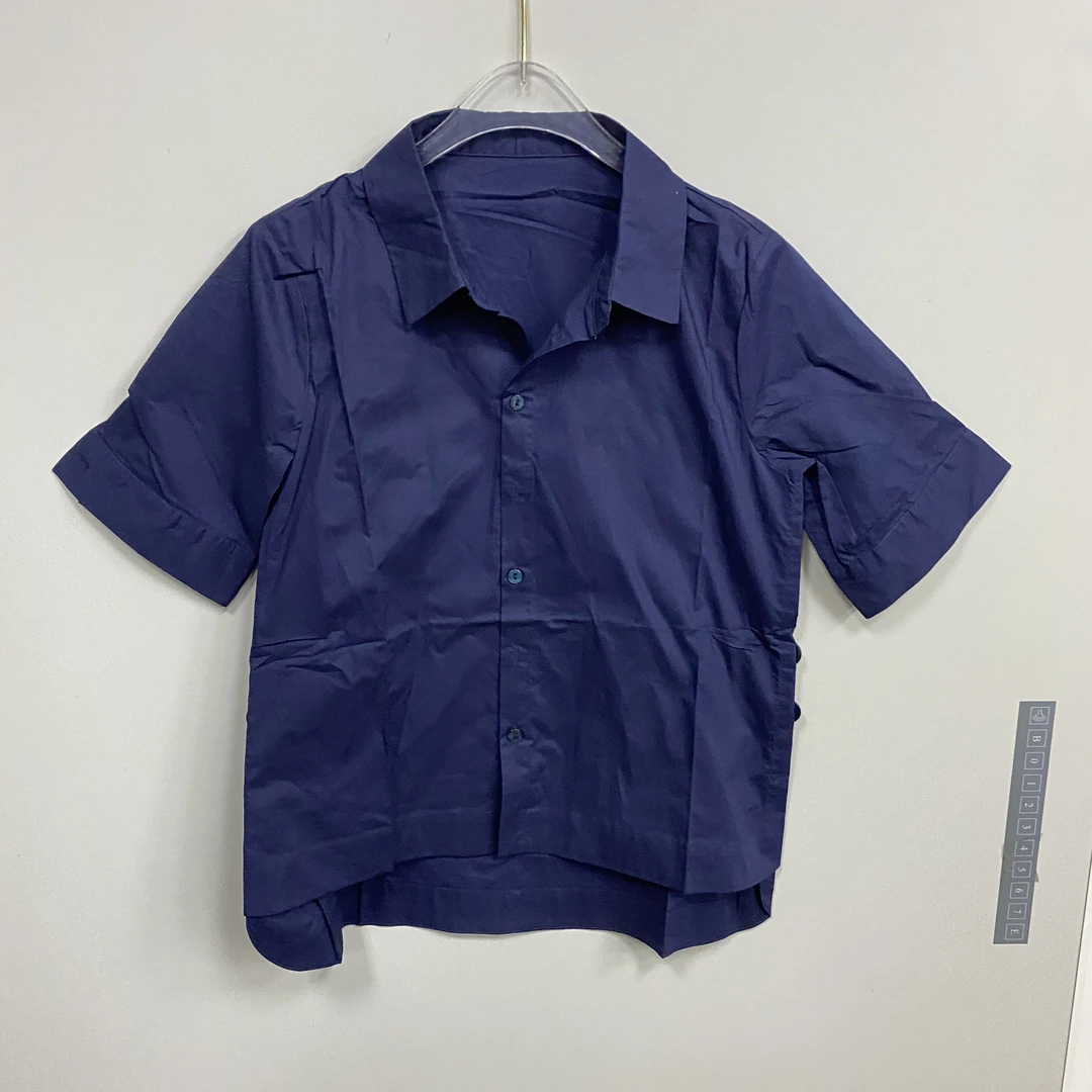 011501法系S系藏青色短袖衬衫女百搭休闲25新款