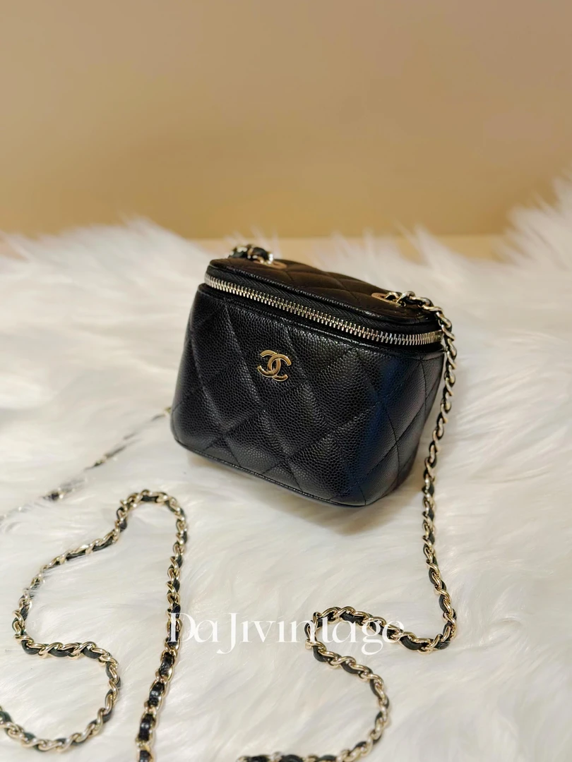 95新 Chanel/香奈儿 大吉中古/Chanel香奈儿黑金小盒子斜挎包无镜