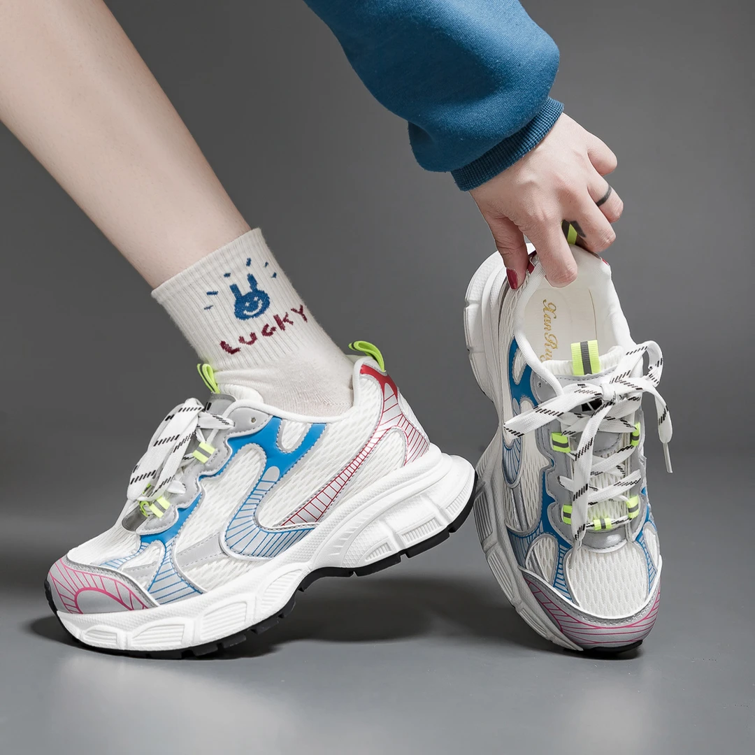 运动鞋学生韩版春季时尚网红潮流白鞋网面鞋子老爹鞋厚底