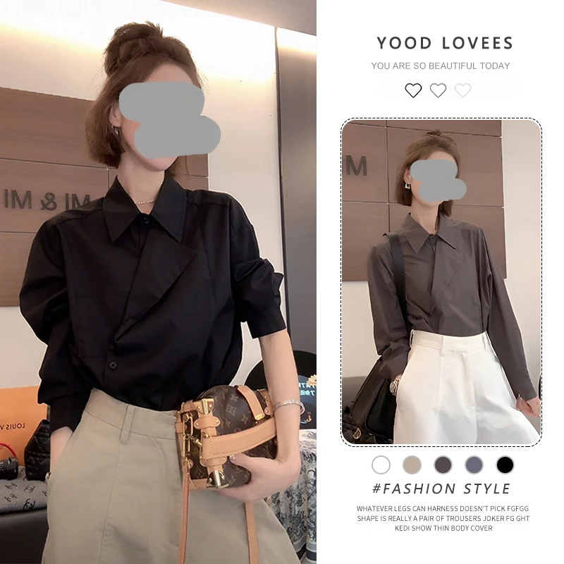 时尚套装女2026春秋新款休闲慵懒高级感简约长袖衬衫阔腿裤两件套