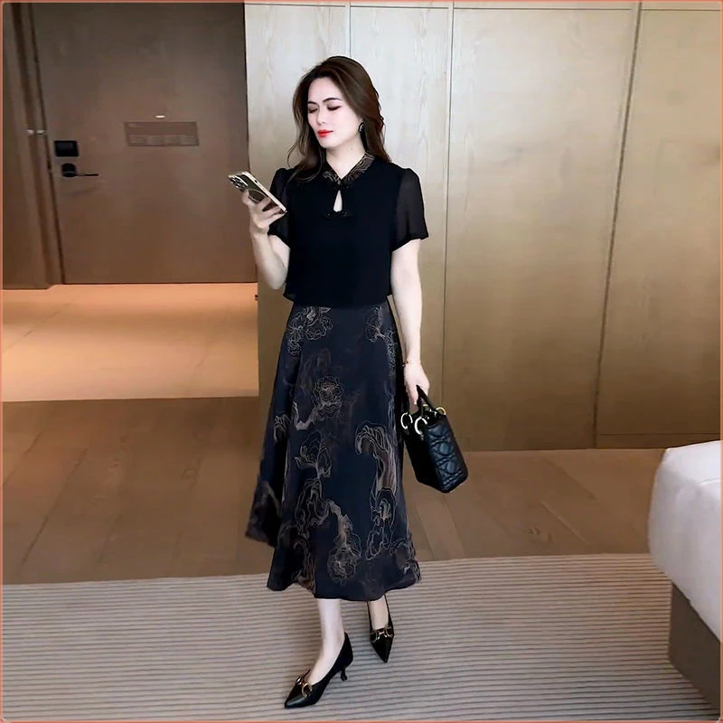 洋气衣服女新中式连衣裙女短袖2025年夏季新款国风