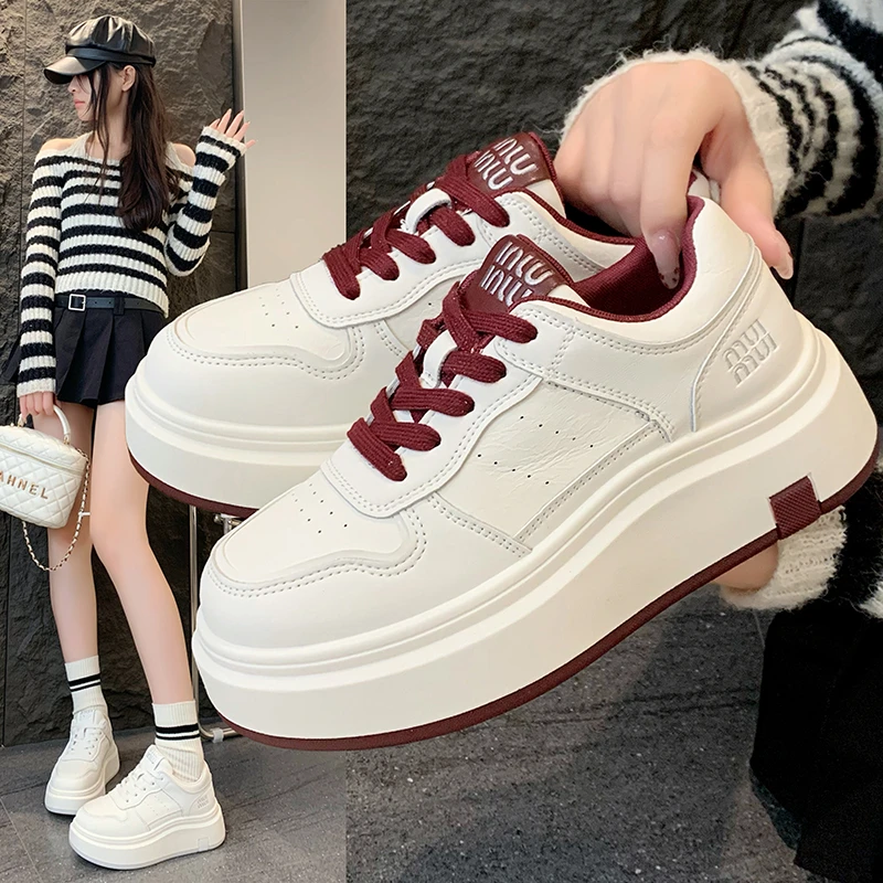 厚底安哥拉红秋冬2024新款网红超轻透气百搭休闲增高时尚小白鞋