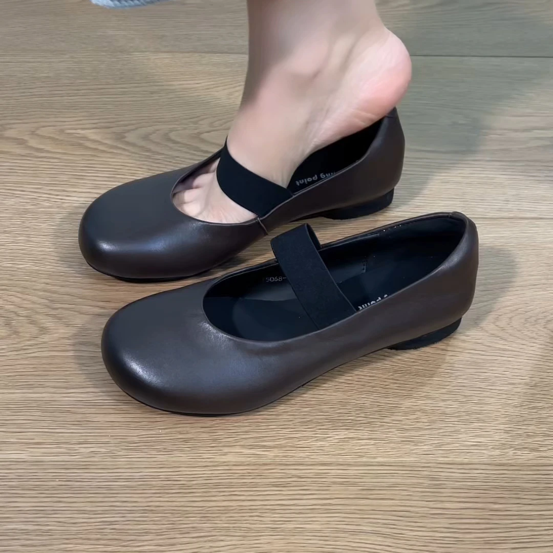 单鞋2025新款圆头复古芭蕾舞单鞋气质通勤舒适单鞋女款春秋