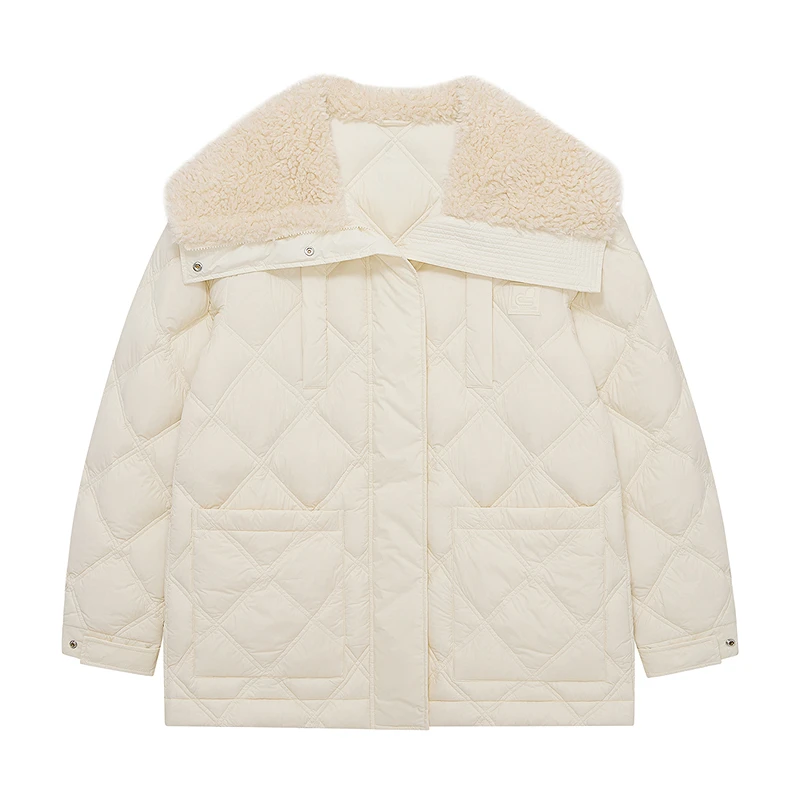 【dzzit高颜值羽绒】地素25冬新款摩登菱格压线中长外套女3J4K326