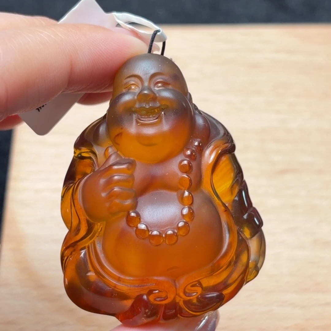 琥珀未镶嵌珠宝奇石立体大肚乐佛