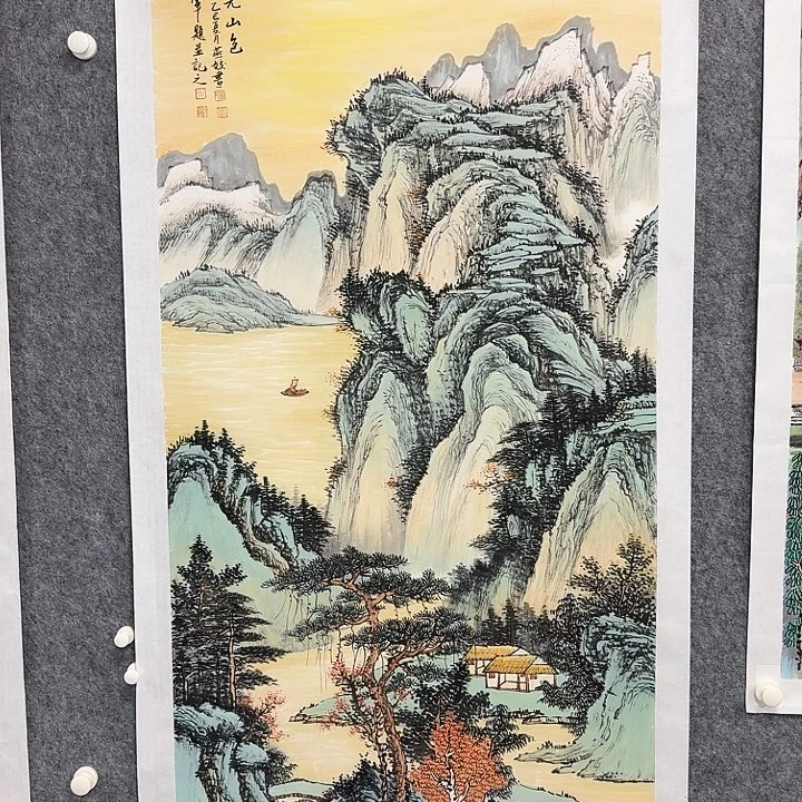 国画湖光山色山水绘画作品