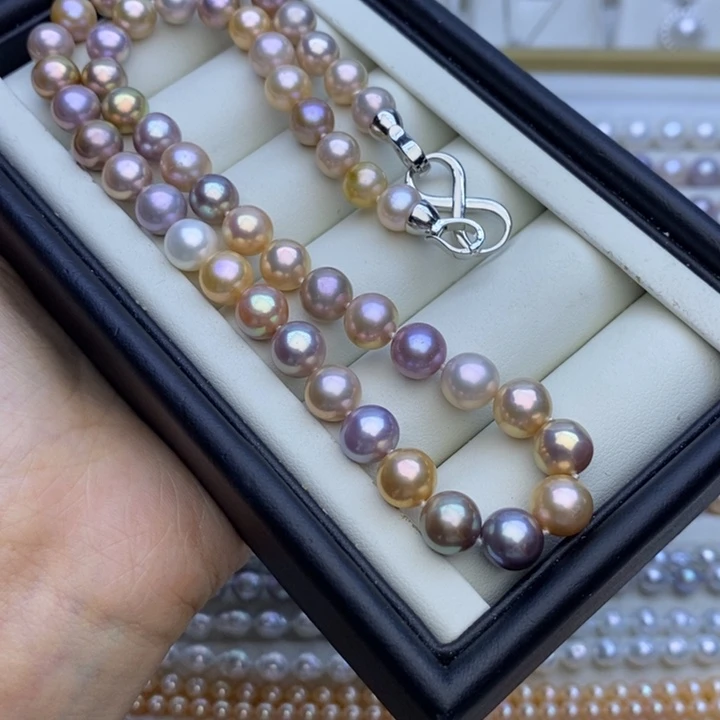 淡水珍珠未镶嵌颈饰紫*8m 无核