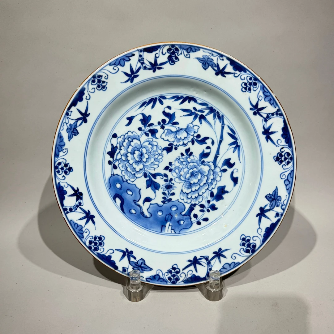 清康熙青花花卉盘【古董拍卖】QV25QW0218084