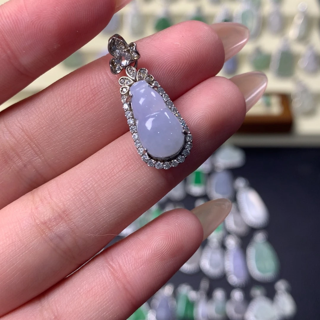 翡翠银S925镶嵌挂件