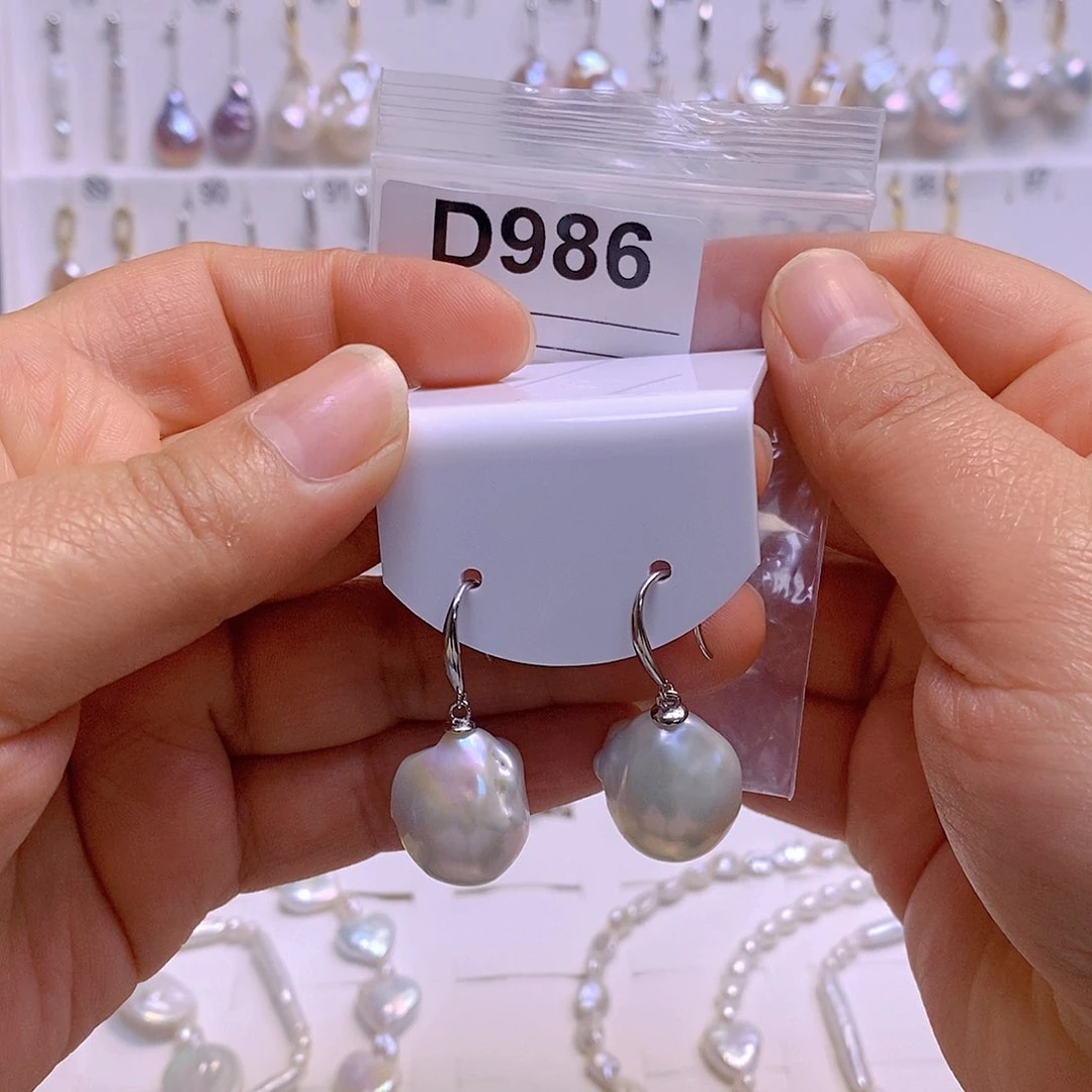 淡水珍珠耳饰银S925镶嵌