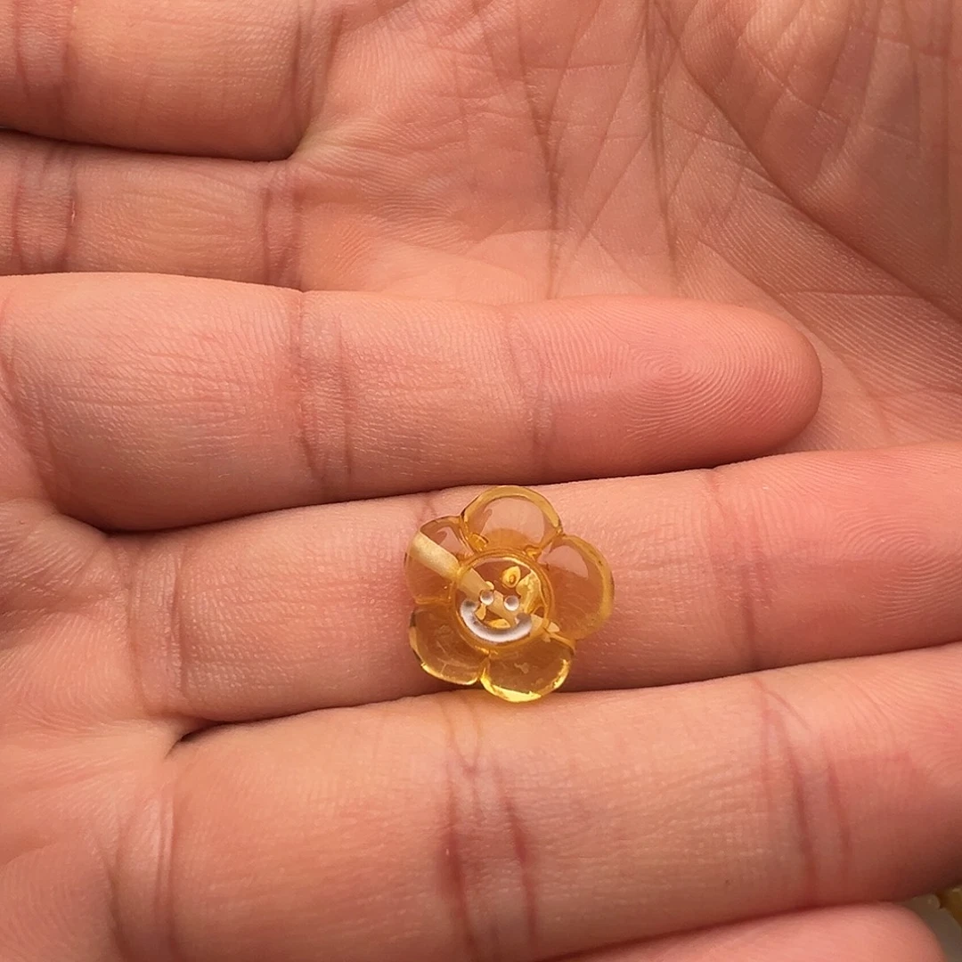 琥珀（花珀）未镶嵌颈饰五瓣花提溜吊坠