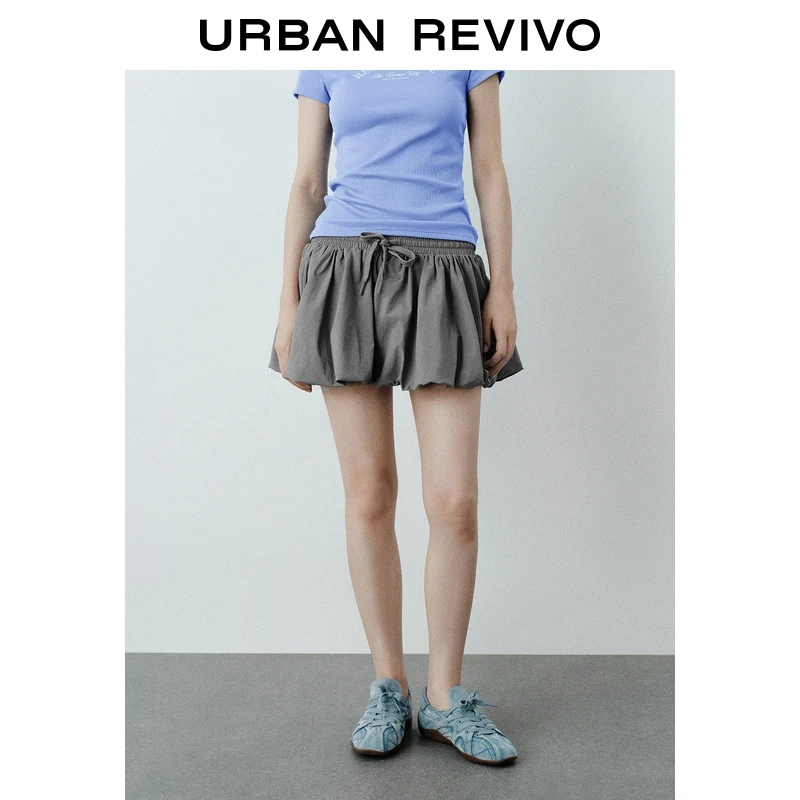 UR2026春季新款女装松紧腰抽绳超短款半裙UYV550052+