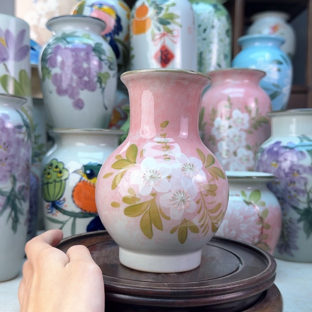 景德镇陶瓷手绘花瓶无孔