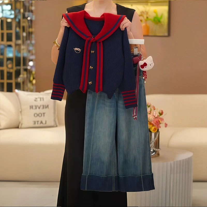 巴拉巴拉云朵女童针织套装春秋季2025新款儿童洋气毛衣外套女孩秋