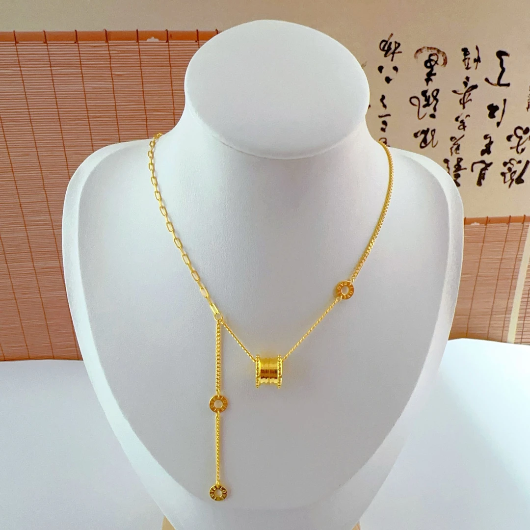 足金黄金 时尚精致百搭女士圆环路路通蛮腰套链