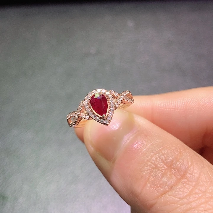 戒指红宝石银S925镶嵌