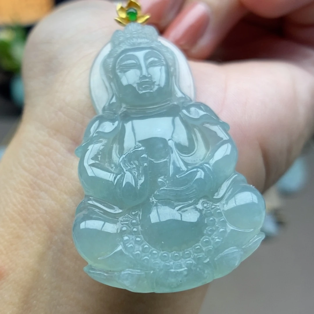 翡翠18K金镶嵌颈饰吊坠64