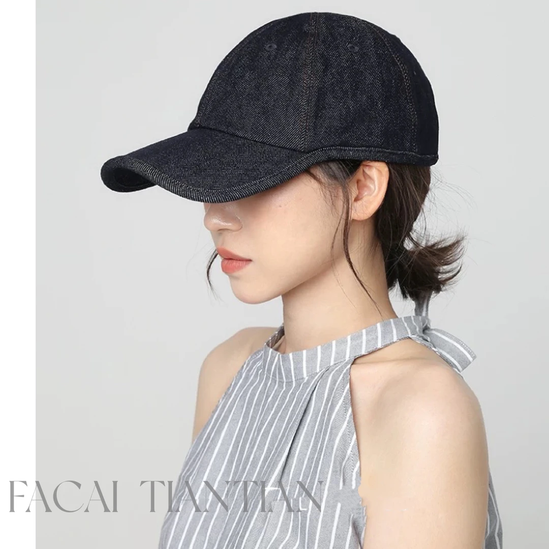 工业风深牛仔棒球帽男女鸭舌帽百搭显脸小软顶帽子时尚运动休闲帽