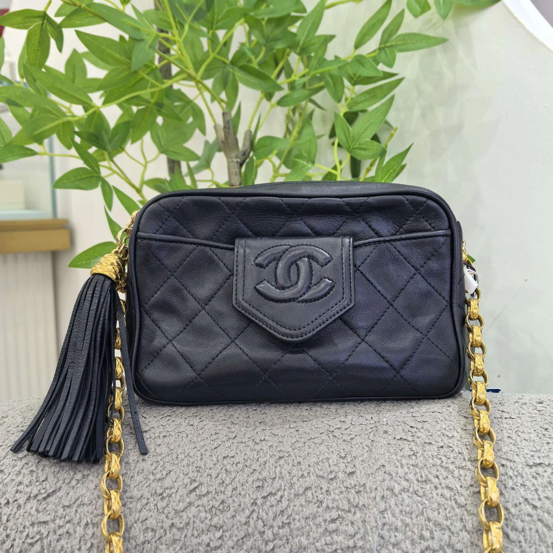 95新 Chanel/香奈儿 中古雕花链流苏相机包17开单肩女包 12456004